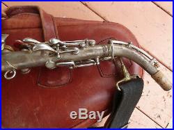 Vintage C. G. Conn curved, silver-plated soprano saxophone