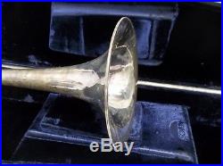 Vintage CG CONN LTD VICTOR rare 5H trombone silver plate, original case GOOD