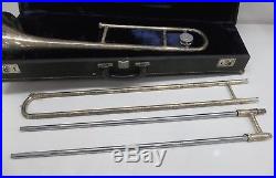 Vintage CG CONN LTD VICTOR rare 5H trombone silver plate, original case GOOD