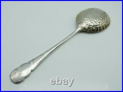 Vintage COOPER BROS. Silver Plate Berry Spoon RARE Pattern Scroll Flowers Fruit