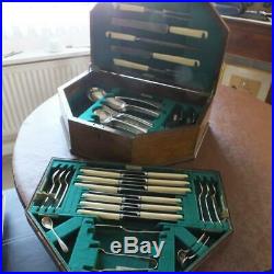 Vintage Canteen of Cutlery 58+ pcs Old English fake bone and silver plate W&H