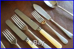 Vintage Canteen of Cutlery 62 pcs Old English fake bone and silver plate Sanders