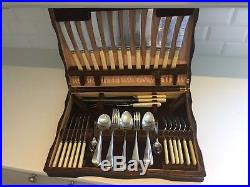 Vintage Canteen of Cutlery Sheffield Silver Plated EPNS 1940s Oak Box 59-Piece