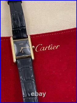 Vintage Cartier Must de 925 and 18K Vermeil Quartz Watch with Travel Pouch