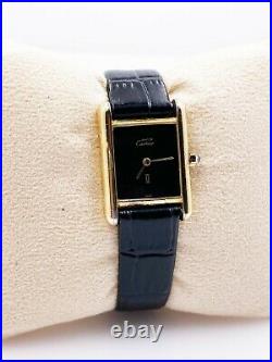 Vintage Cartier Must de 925 and 18K Vermeil Quartz Watch with Travel Pouch