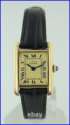 Vintage Cartier Tank 20mm 925 Silver Gold Plated Manual Winding Watch