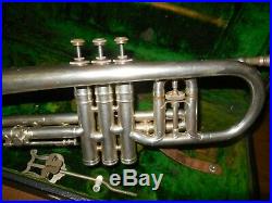 Vintage Cg Conn, Elkhart, USA Silver Plate Finish Trumpet & Case