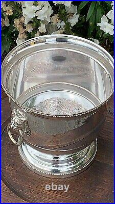 Vintage Champagne Ice Bucket Silver Plate Hand Engraved Twin Handles Cooler