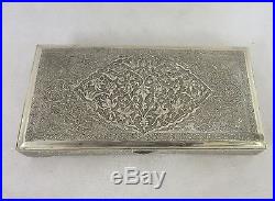 Vintage Chased Silver Hallmarked Trinket Box Possibly Persian (324L)