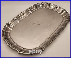 Vintage Chippendale by Frank Smith Silver Plated Serving Tray With Monogram V