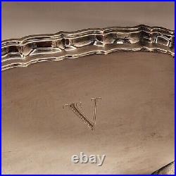 Vintage Chippendale by Frank Smith Silver Plated Serving Tray With Monogram V