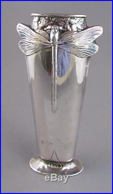 Vintage Christofle Art Deco Silverplate Dragonfly Vase