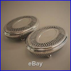 Vintage Christofle France Silver Plated Perles Pair of Hot Plates