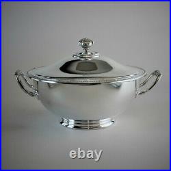 Vintage Christofle France Silver Plated Perles Soup Dish with Cover