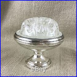 Vintage Christofle Silver Plate Vase & Glass Frog Posy Bowl Table Flowers Bud