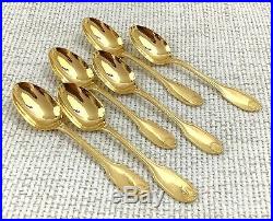 Vintage Christofle vermeil Gold Plated Spoons Set of Six French Cutlery Alfenide