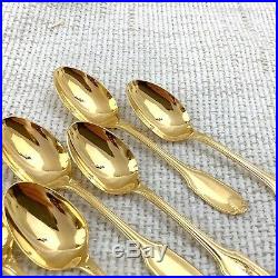 Vintage Christofle vermeil Gold Plated Spoons Set of Six French Cutlery Alfenide
