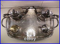 Vintage Coffee Service Silverplate Coffee Set Serving Tray 1883 Rogers 5-Pc