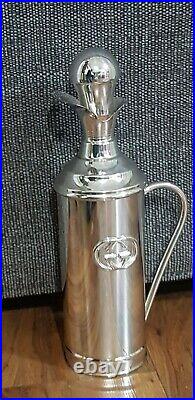 Vintage Collectible Gucci GG Large Silver Plate Insulated Decanter Flask. Gift
