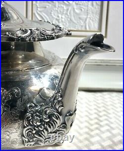Vintage Community Ascot Tea Pot Silver Plated Etched Victorian Etched Design