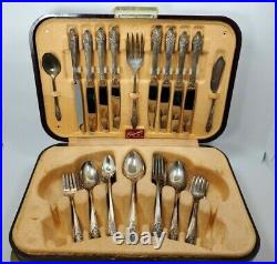 Vintage Community Oneida Evening Star Silver Plate 53 Piece Silverware With Case
