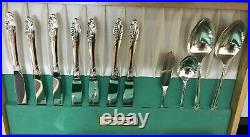 Vintage Community Oneida Evening Star Silver Plate 59 Piece Silverware With Case+