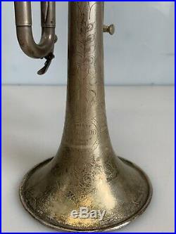Vintage Conn Cornet Trumpet Shepherd's Crook Pat. 1907 Silverplate/Brass