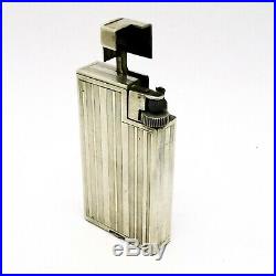 Vintage Dunhill Savory Long Handy Silver Plate Petrol Pocket Lighter CLEAN