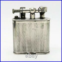 Vintage Dunhill Unique B Engine Turned Silver Plate Liftarm Lighter CLEAN