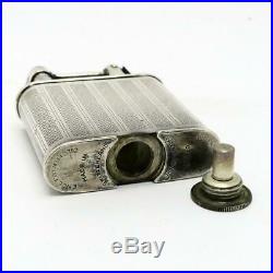 Vintage Dunhill Unique B Engine Turned Silver Plate Liftarm Lighter CLEAN