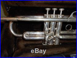 Vintage E. K. Blessing SUPER ARTIST Silver Plate Trumpet withAcc Elkhart, IN NICE