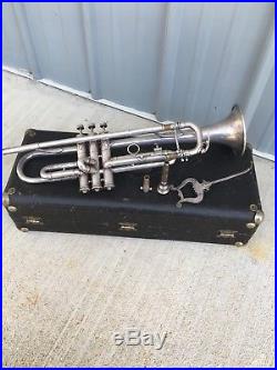 Vintage Early Frank Holton LP Silver Plate Trumpet in Case