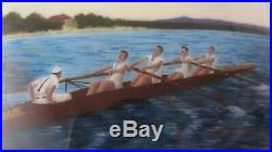 Vintage Enamel Silver Plate Cigarette Case Swedish Rowing Olympics Sporting