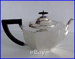 Vintage English Art Deco Modern Wooden Handle Epsn A1 Grade Silver Tea Pot