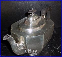 Vintage English Art Deco Modern Wooden Handle Epsn A1 Grade Silver Tea Pot