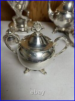 Vintage English MFG Corp Silver-Plated Tea Coffee 8 Piece Set Clean & Polished