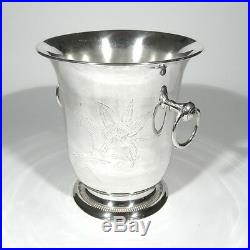 Vintage English Nickel Silver Plate Champagne Bucket, EPNS, Engraved Flowers