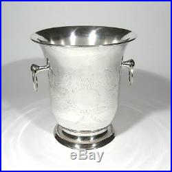 Vintage English Nickel Silver Plate Champagne Bucket, EPNS, Engraved Flowers
