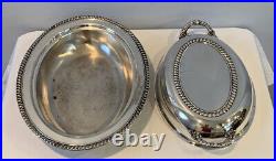 Vintage English Silver MFG 2 Piece Covered Oval Serving Dish Silverplate 11-1/2