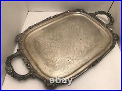 Vintage English Silver MFG Corp Silver Plate Footed Serving Plate, Made In USA
