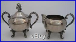 Vintage English Silver MFG MRR Footed Oval Tray Tea Coffee Pot Sugar Creamer Set