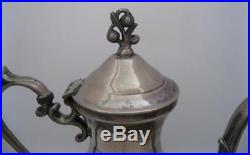 Vintage English Silver MFG MRR Footed Oval Tray Tea Coffee Pot Sugar Creamer Set