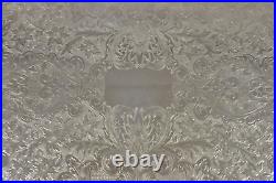 Vintage English Silver Mfg Corp Large Silver Plated Etched Platter Tray
