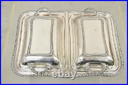 Vintage English Victorian Silver Plated Double Twin Lidded Serving Platter Tray