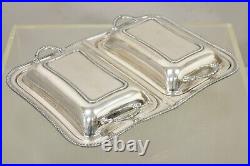 Vintage English Victorian Silver Plated Double Twin Lidded Serving Platter Tray