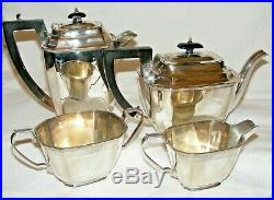 Vintage Epns Silver Plated Art Deco Teapot Coffee Pot Sugar Bowl & Milk Jug