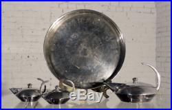 Vintage Escapade by Paris Art Deco Style Silver Plate 4 Piece Tea Service