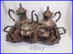 Vintage Estate Towle Silver Plate Tea Coffee Creamer Sugar Tray Service Set