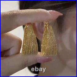 Vintage Estate Women's Delicate Half Hoops Earrings 14K Yellow Gold Plated