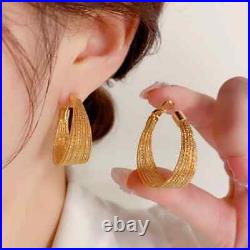 Vintage Estate Women's Delicate Half Hoops Earrings 14K Yellow Gold Plated